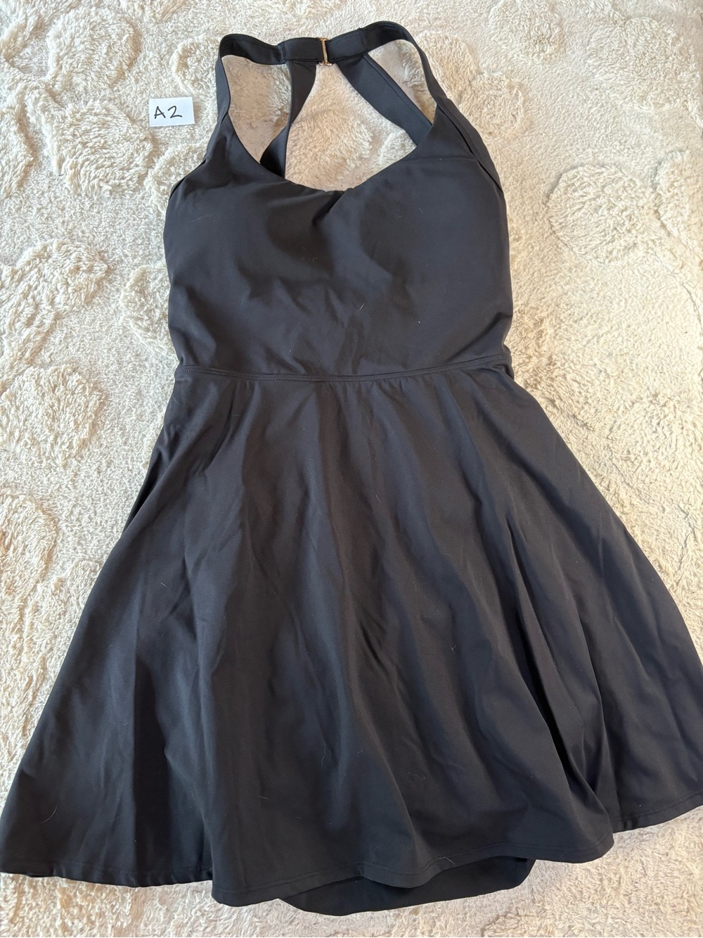 HALARA Black Halter Skater Mini Dress